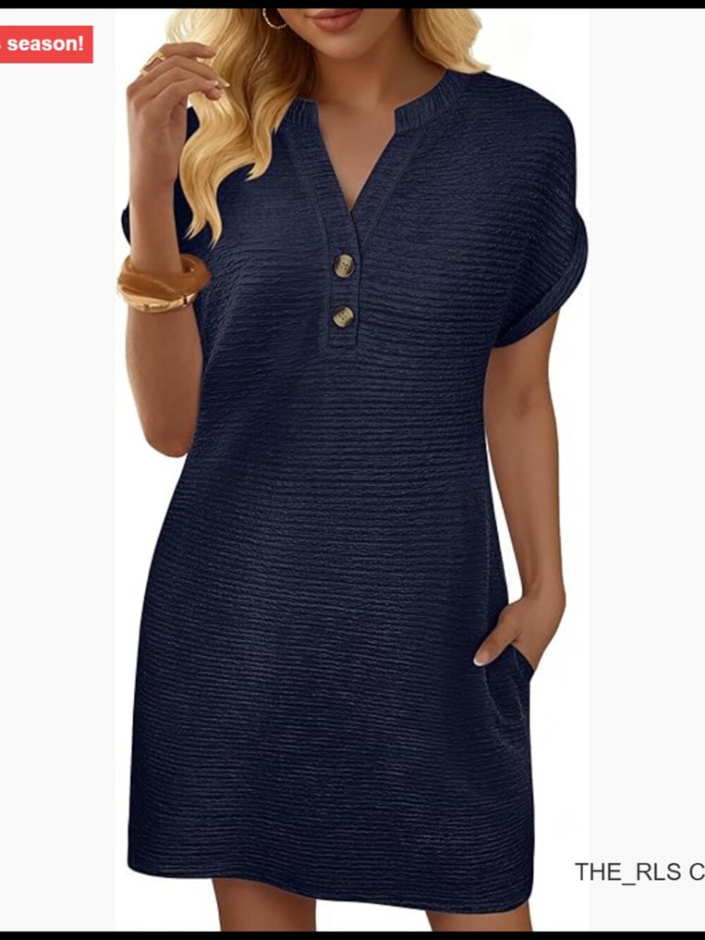 Polyester Elastane V-Neck Mini Dress with Pockets Casual Summer